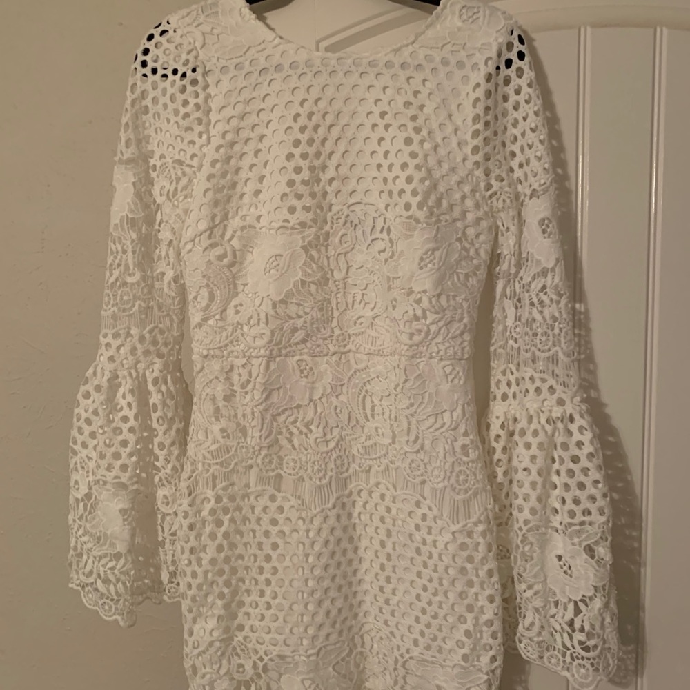 White Eyelet Lace Mini Dress